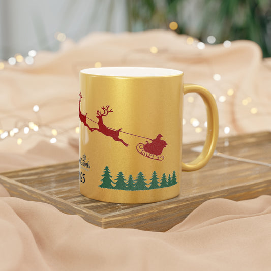 2025 Santa's on His Way Mug in Silver or Gold