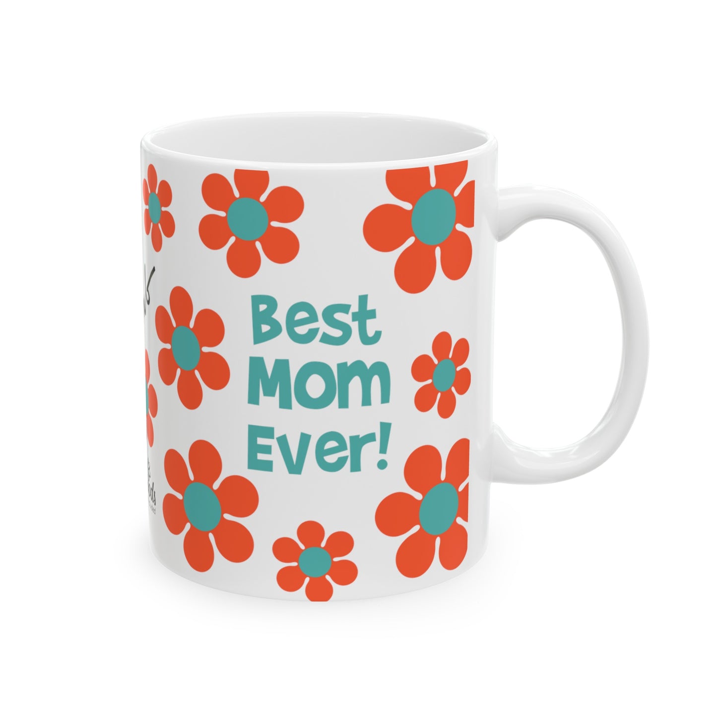 Best Mom Orange & Blue Daisy Mug