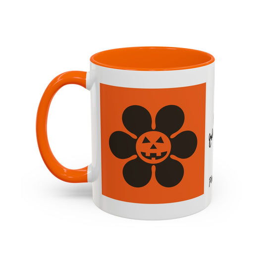 Halloween Orange Accent  Scary Daisy Mug