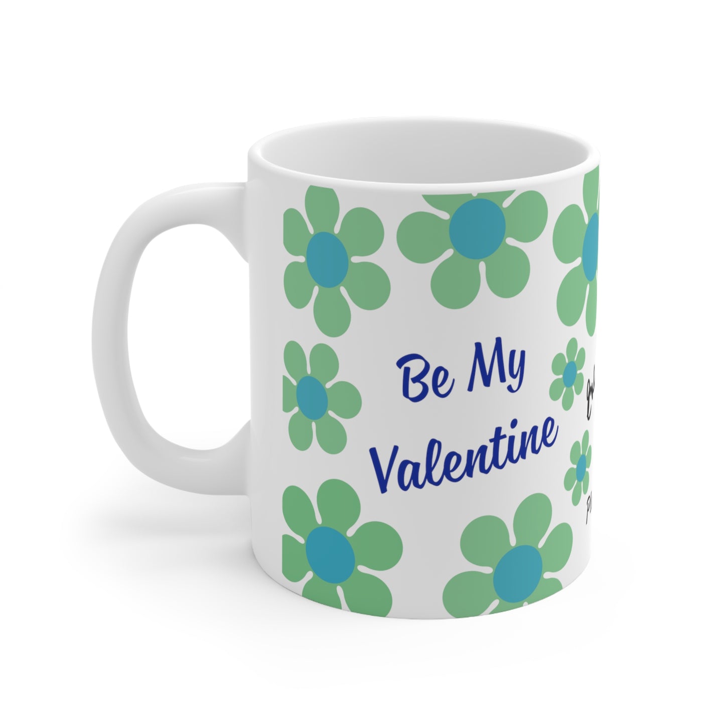 Be My Valentine Green Daisy Mug