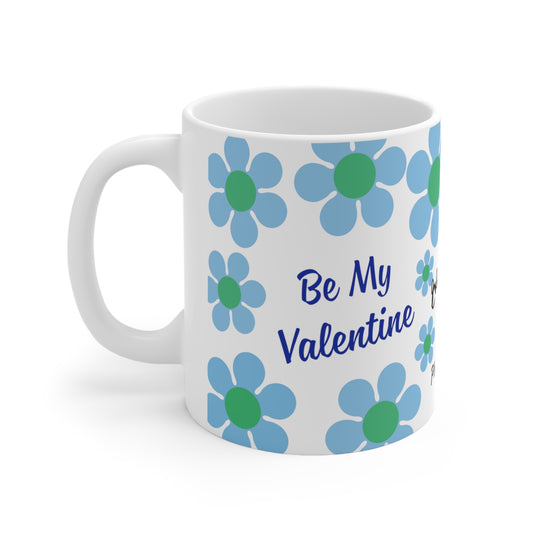 Be My Valentine Blue Daisy Mug