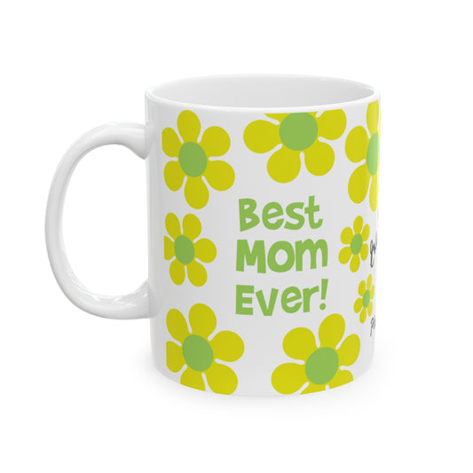 Best Mom Yellow & Green Daisy Mug