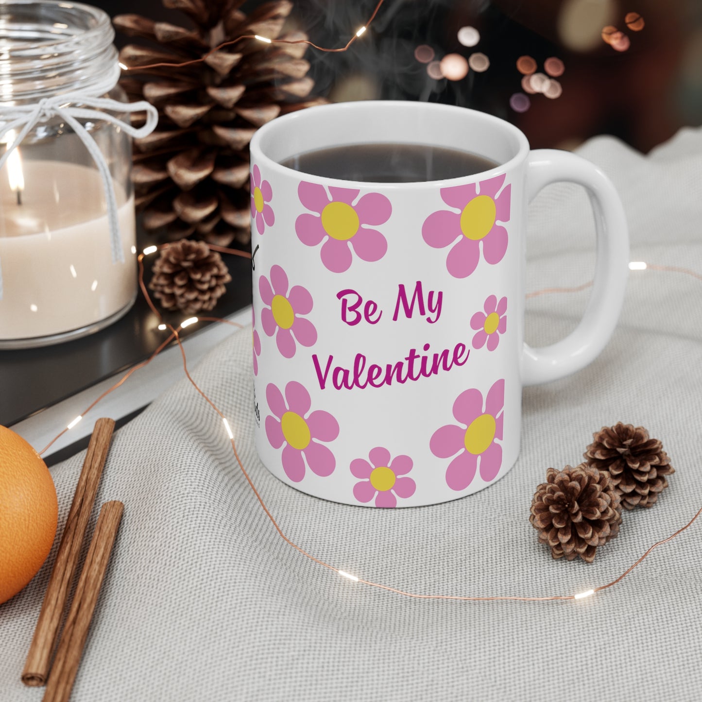 Be My Valentine Pink Daisy Mug