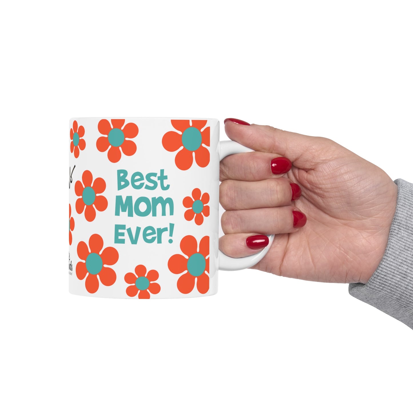 Best Mom Orange & Blue Daisy Mug