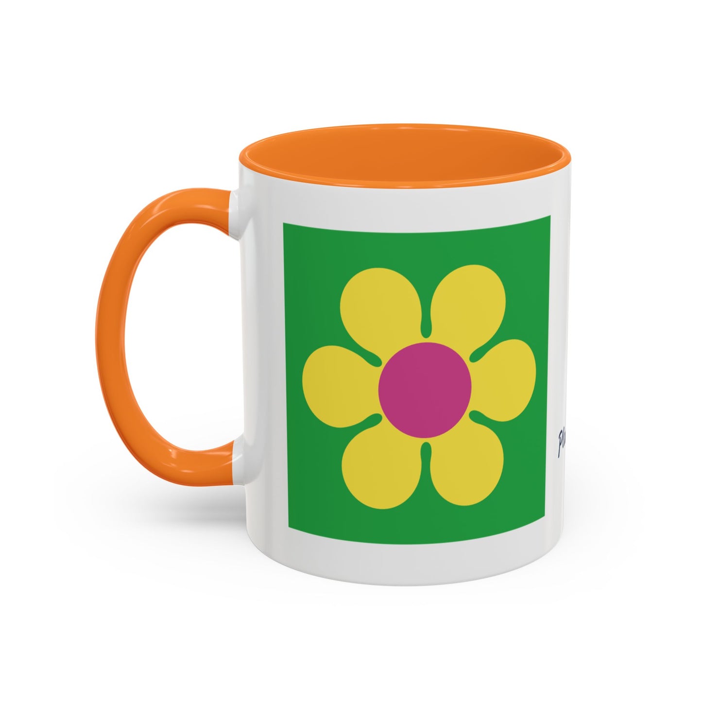 Daisy Mug Orange Handle .