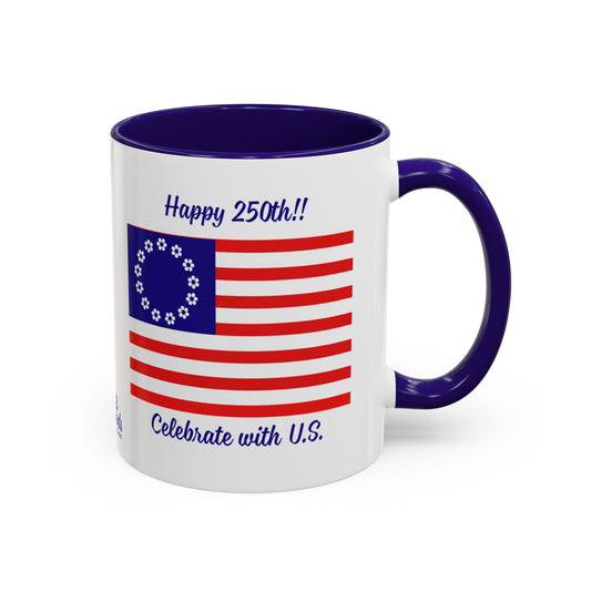 PlumbGoods Happy 250th Birthday United States Flag Accent Mug
