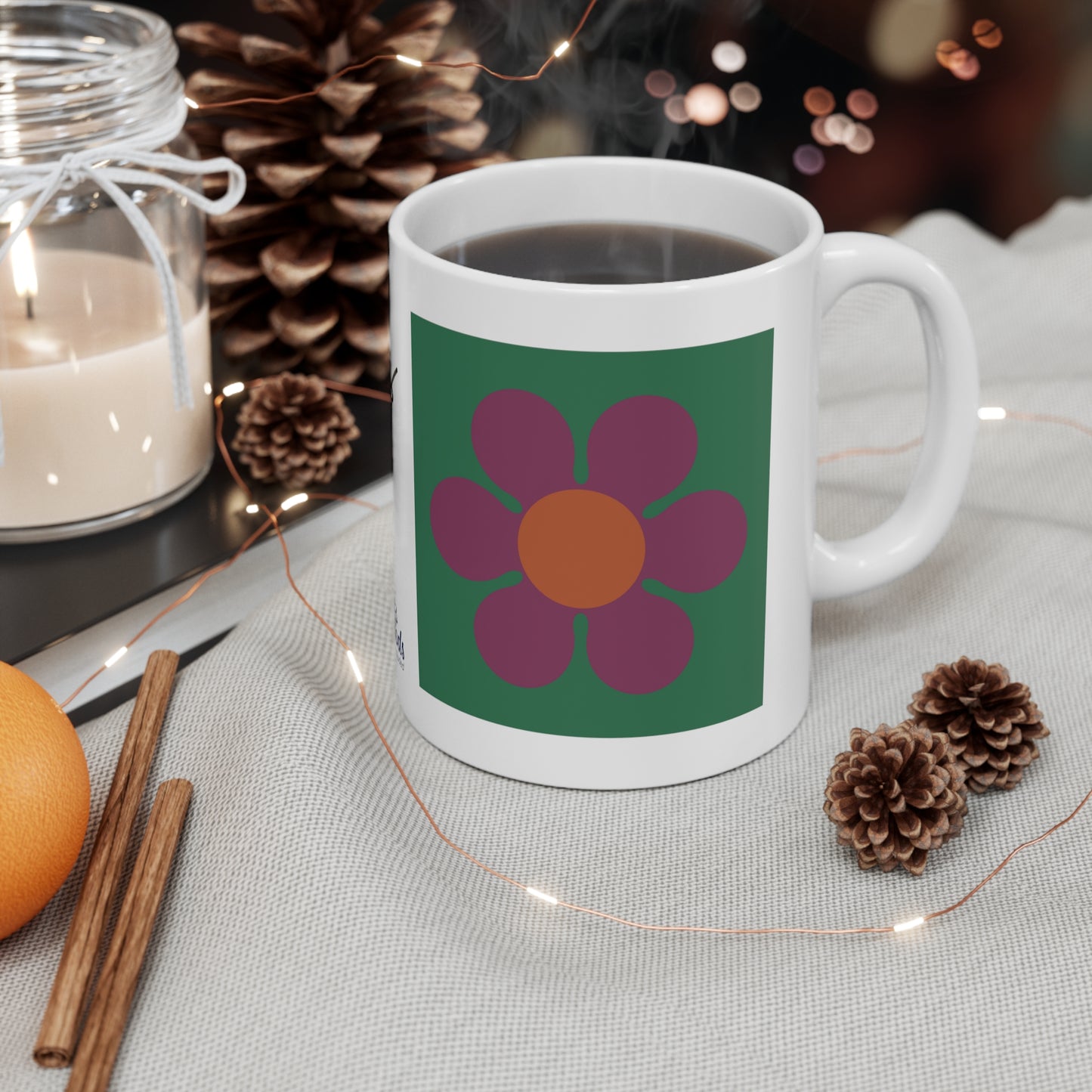 Burgundy Daisy Mug