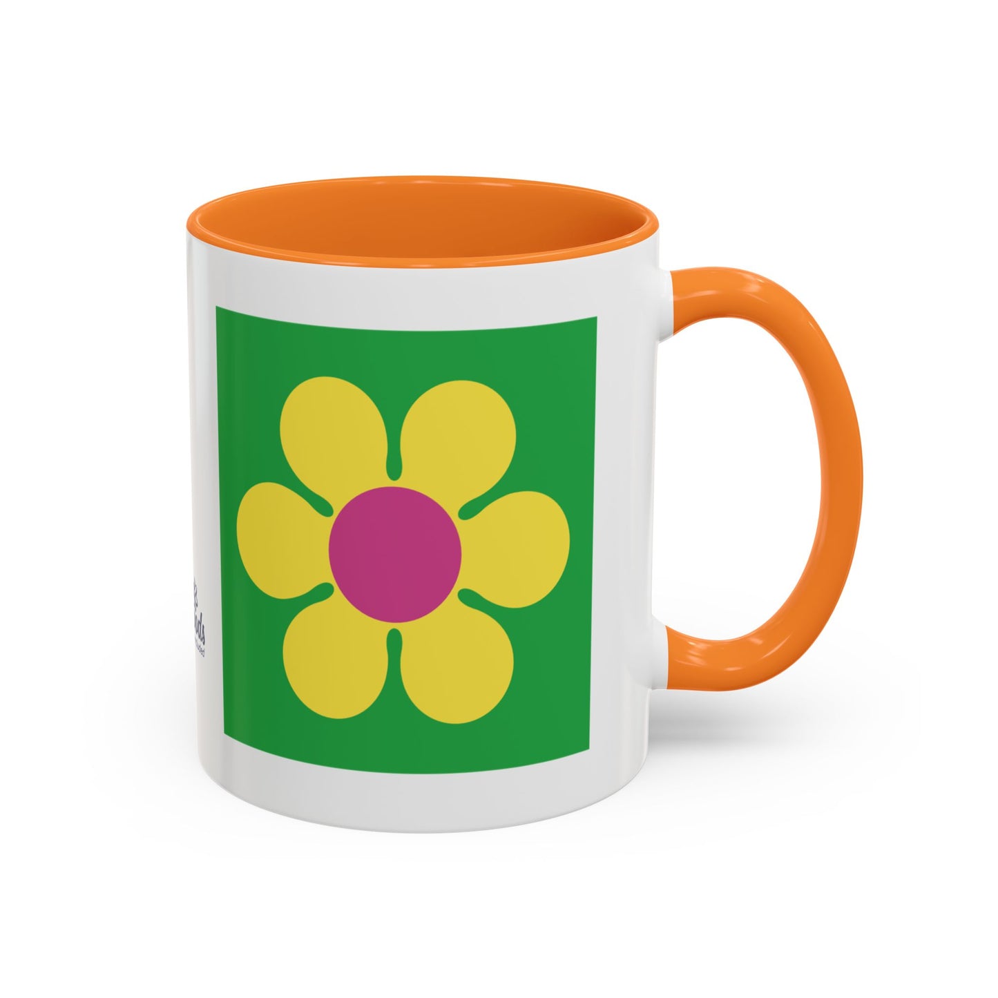 Daisy Mug Orange Handle .