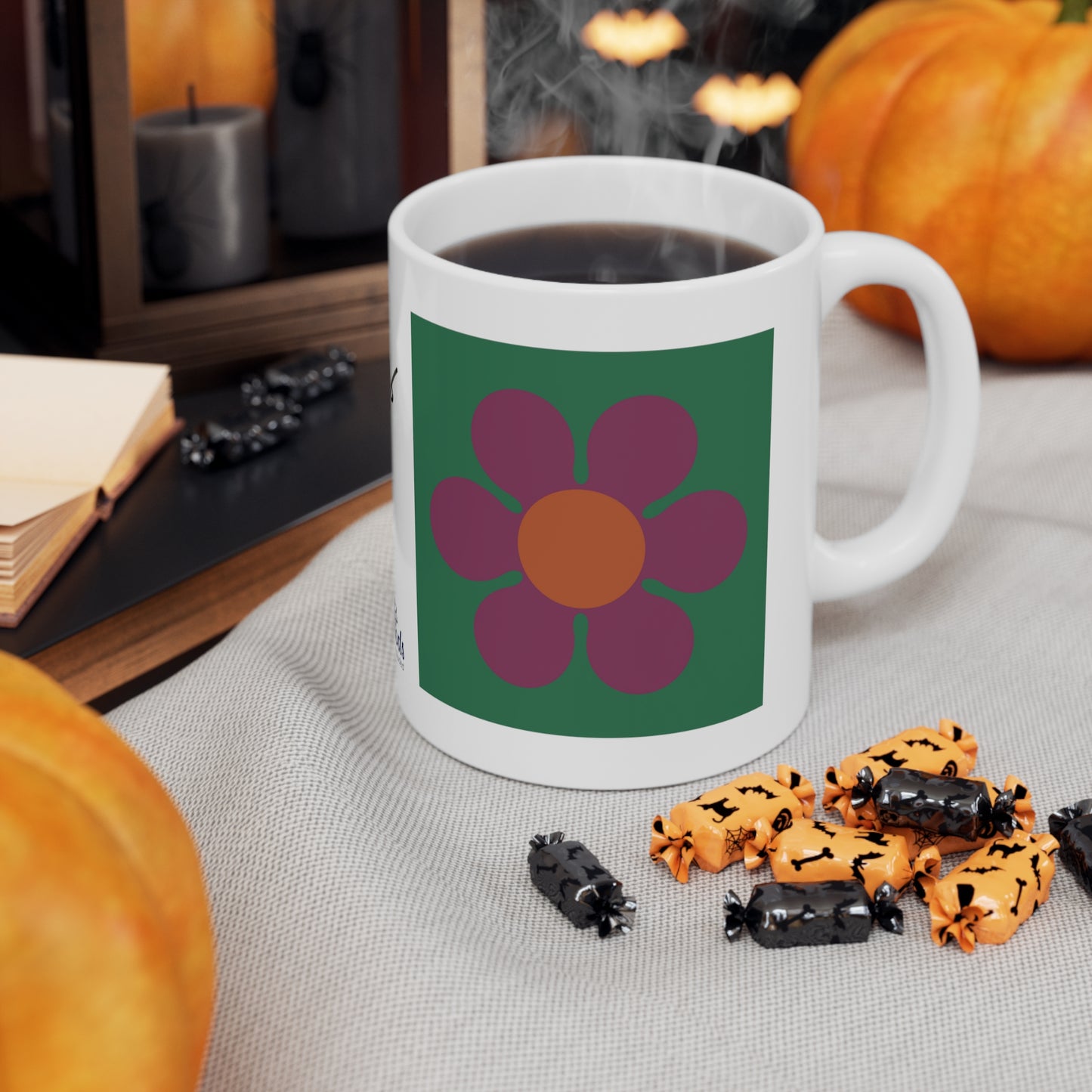 Burgundy Daisy Mug