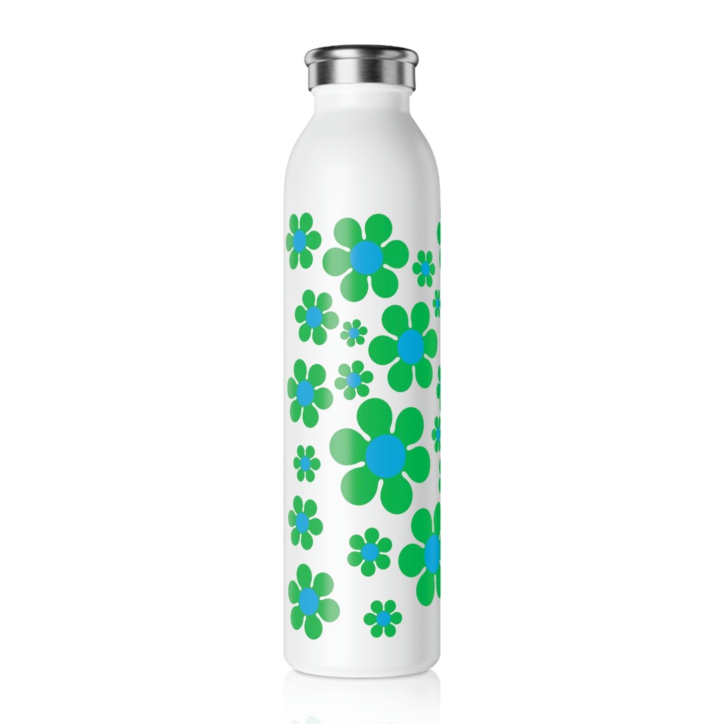 Slim Water Bottle Green Daisy