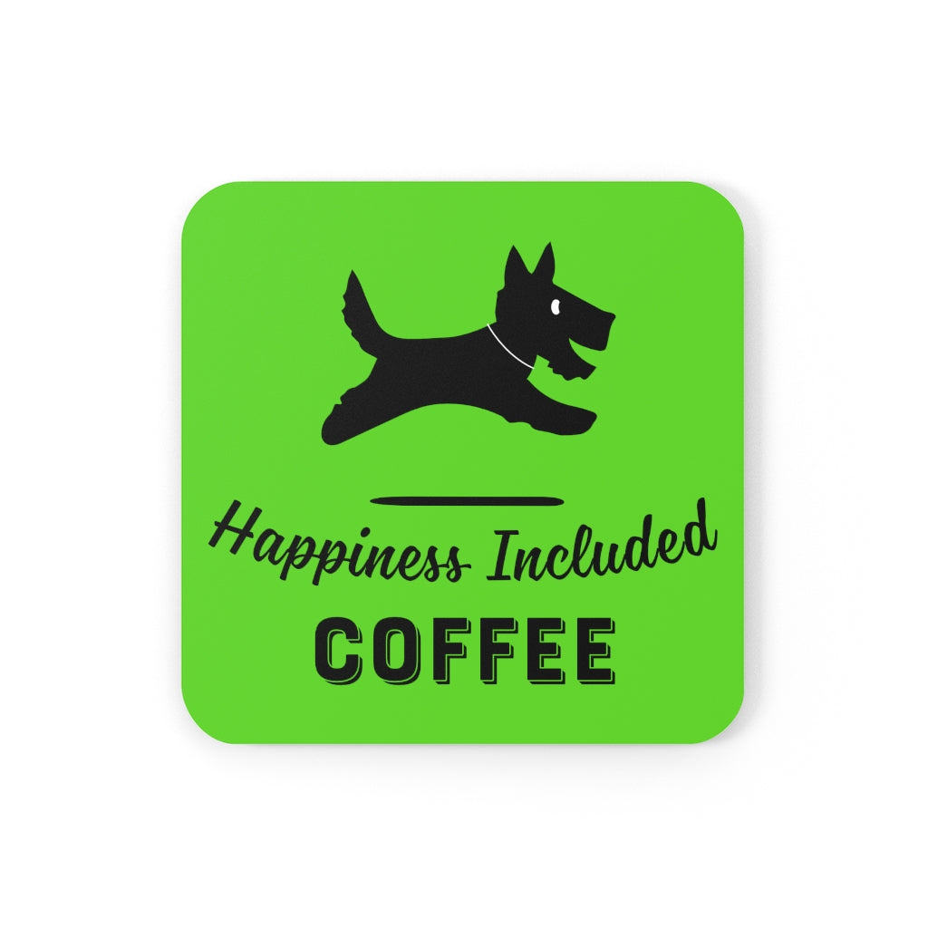 Happiness Included Coffee Logo Coaster Set in Green
