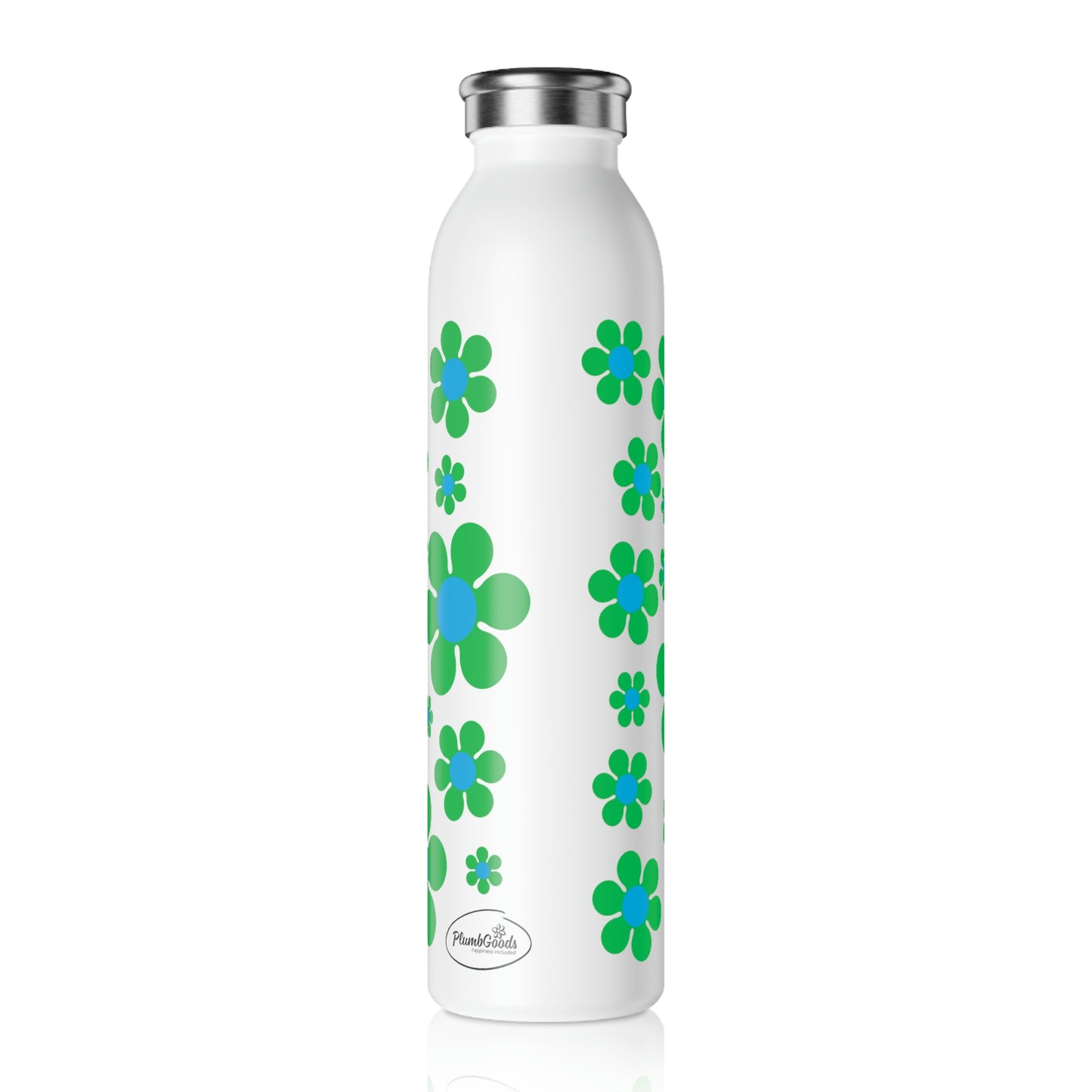 Slim Water Bottle Green Daisy