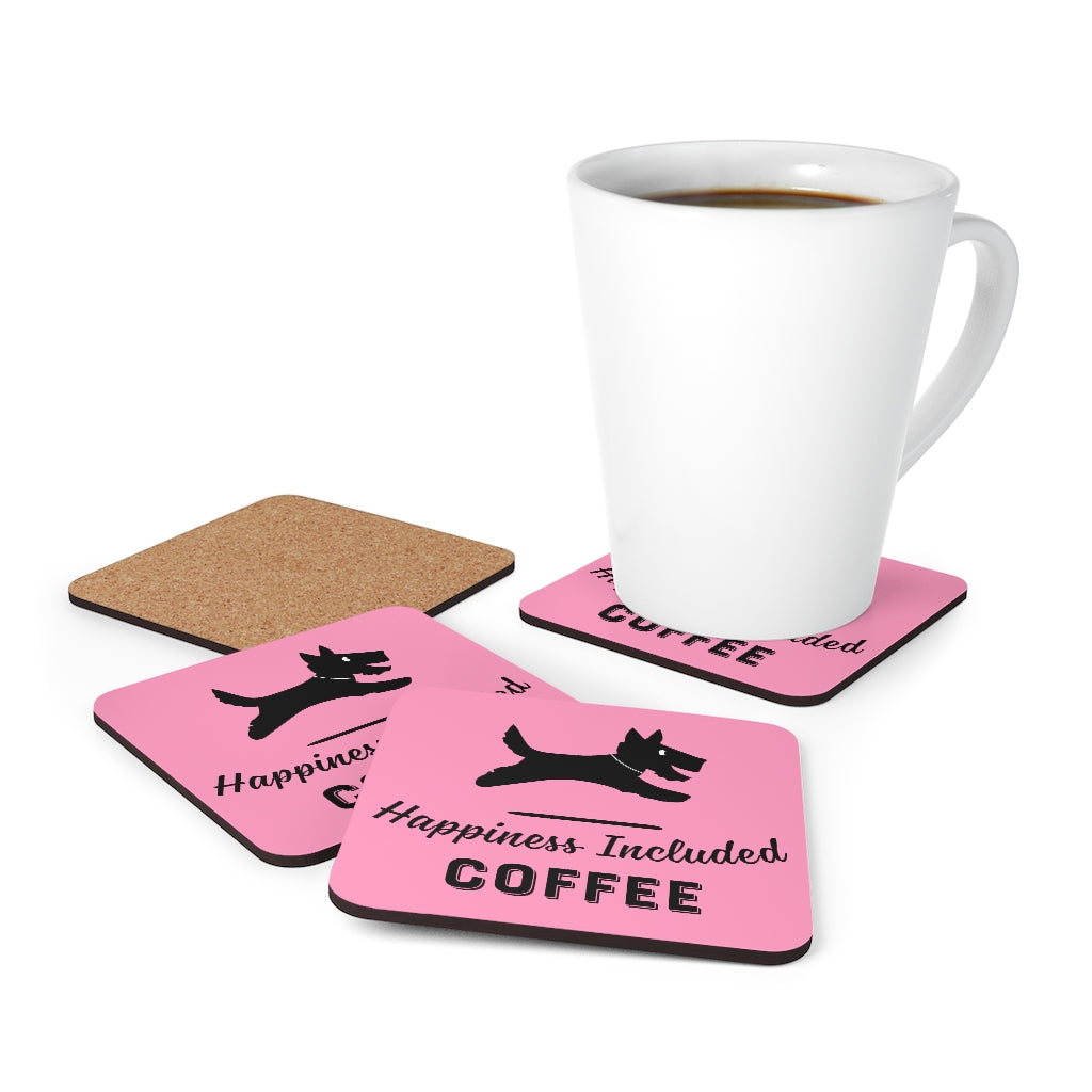 Happiness Included Coffee Logo Coaster Set in Pink