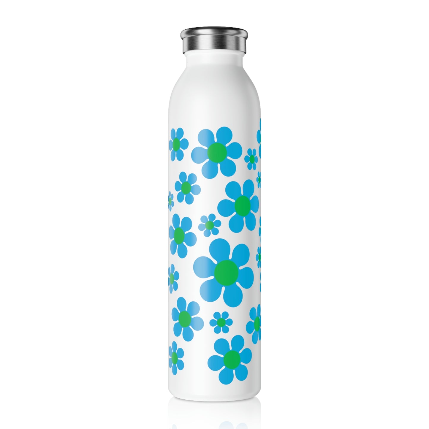 Slim Water Bottle Blue Daisy