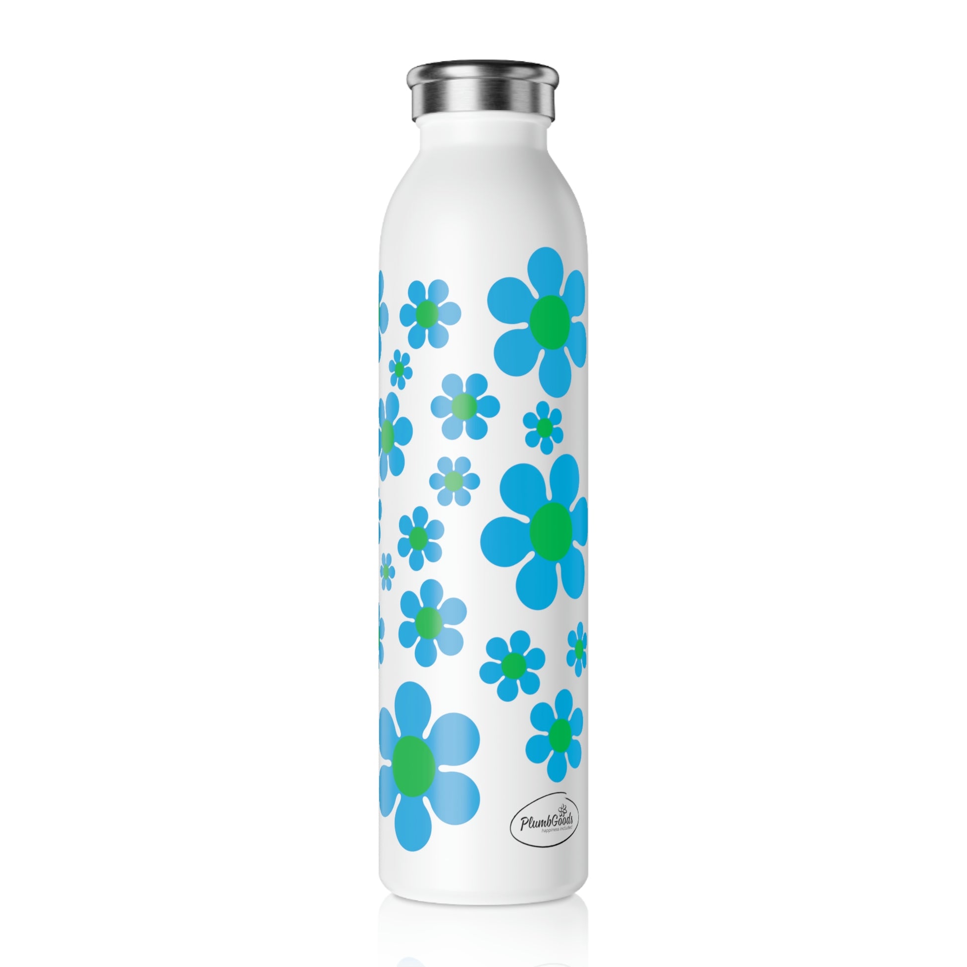 Slim Water Bottle Blue Daisy