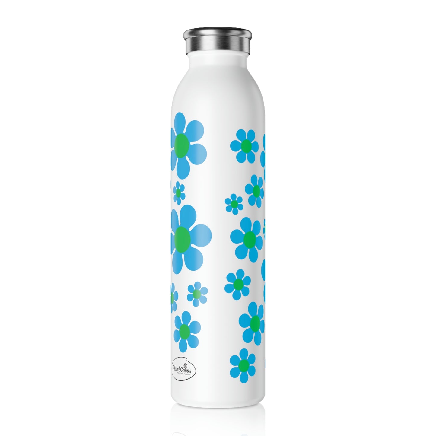 Slim Water Bottle Blue Daisy