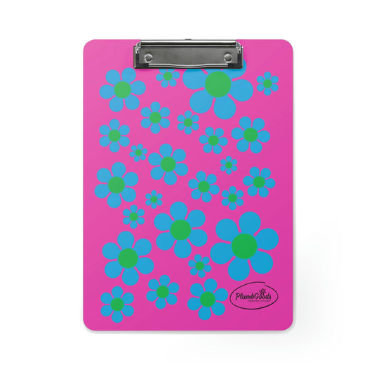 Clipboard Blue Daisy Pink Background