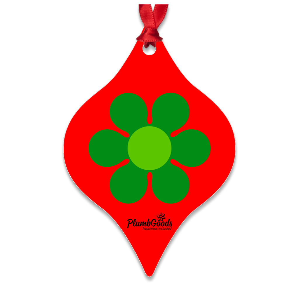 Red & Green Daisy Taper Ornament