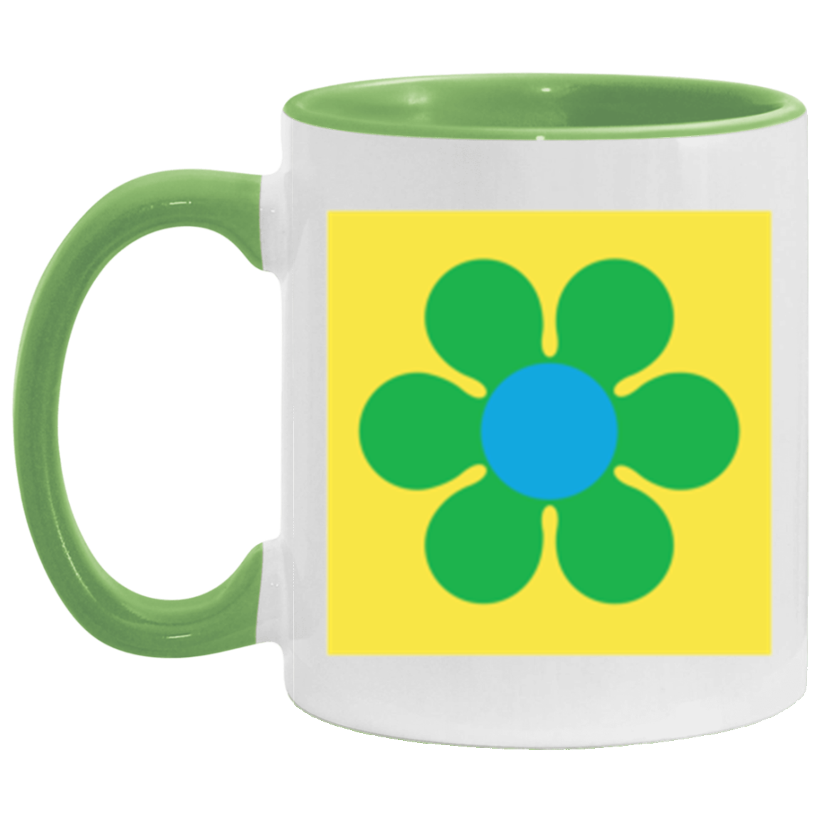 Daisy Mug Green Handle