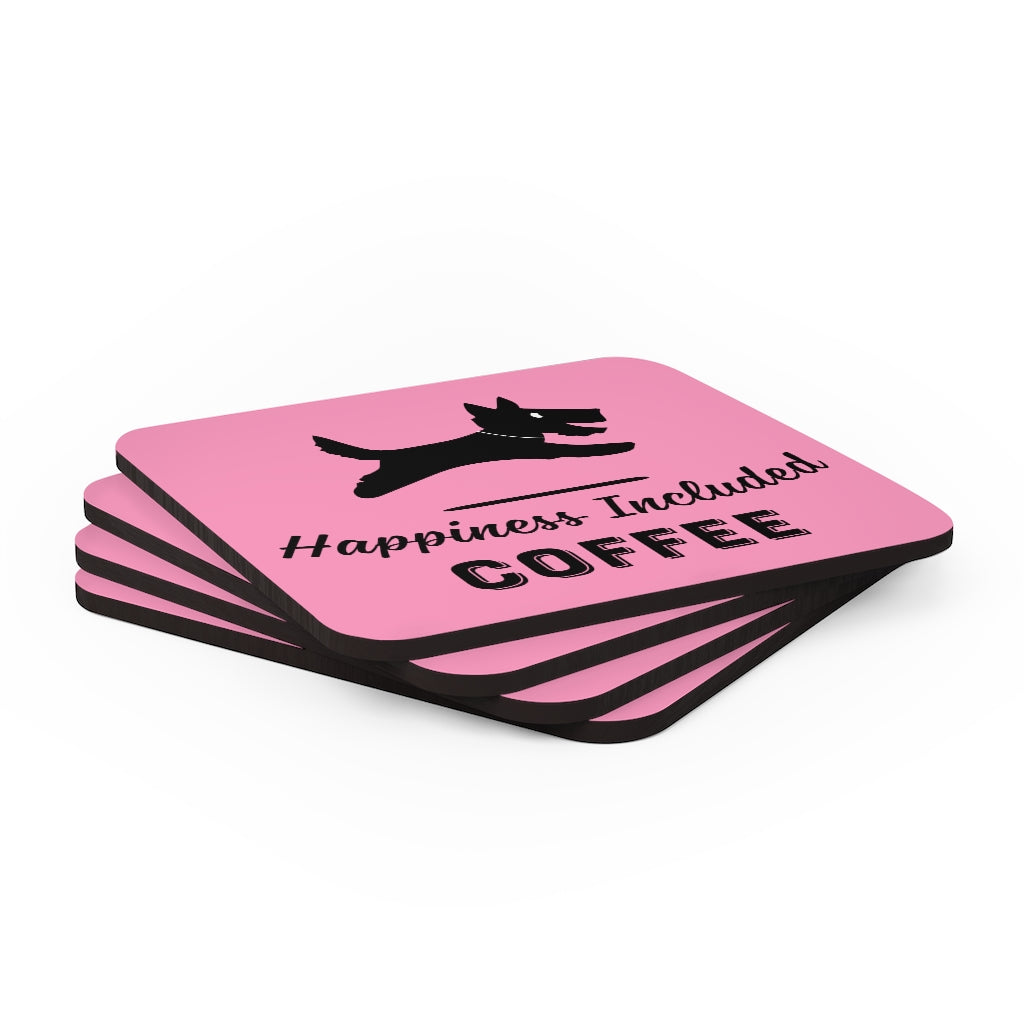 Happiness Included Coffee Logo Coaster Set in Pink