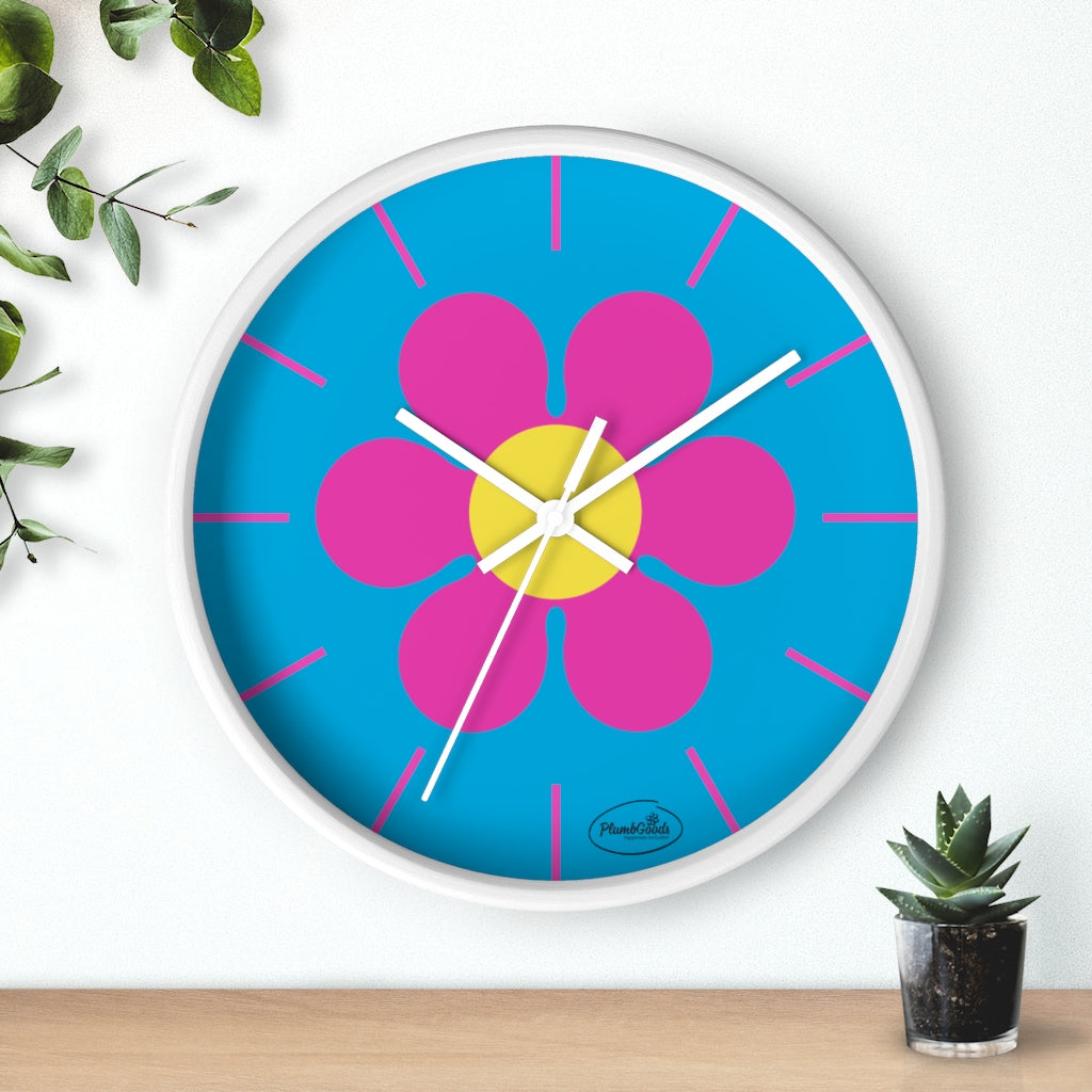 Wall Clock Pink Daisy