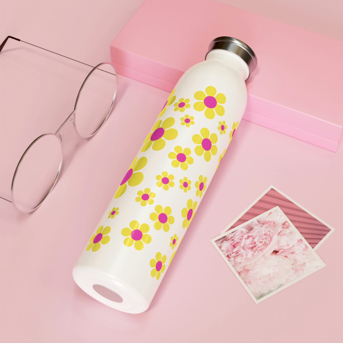 Slim Water Bottle Yellow Daisy