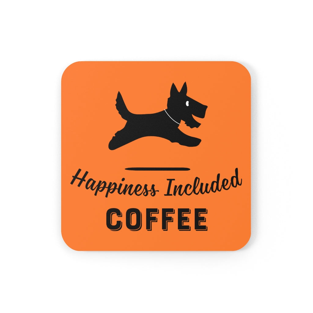 Happiness Included Coffee Logo Coaster Set in Orange