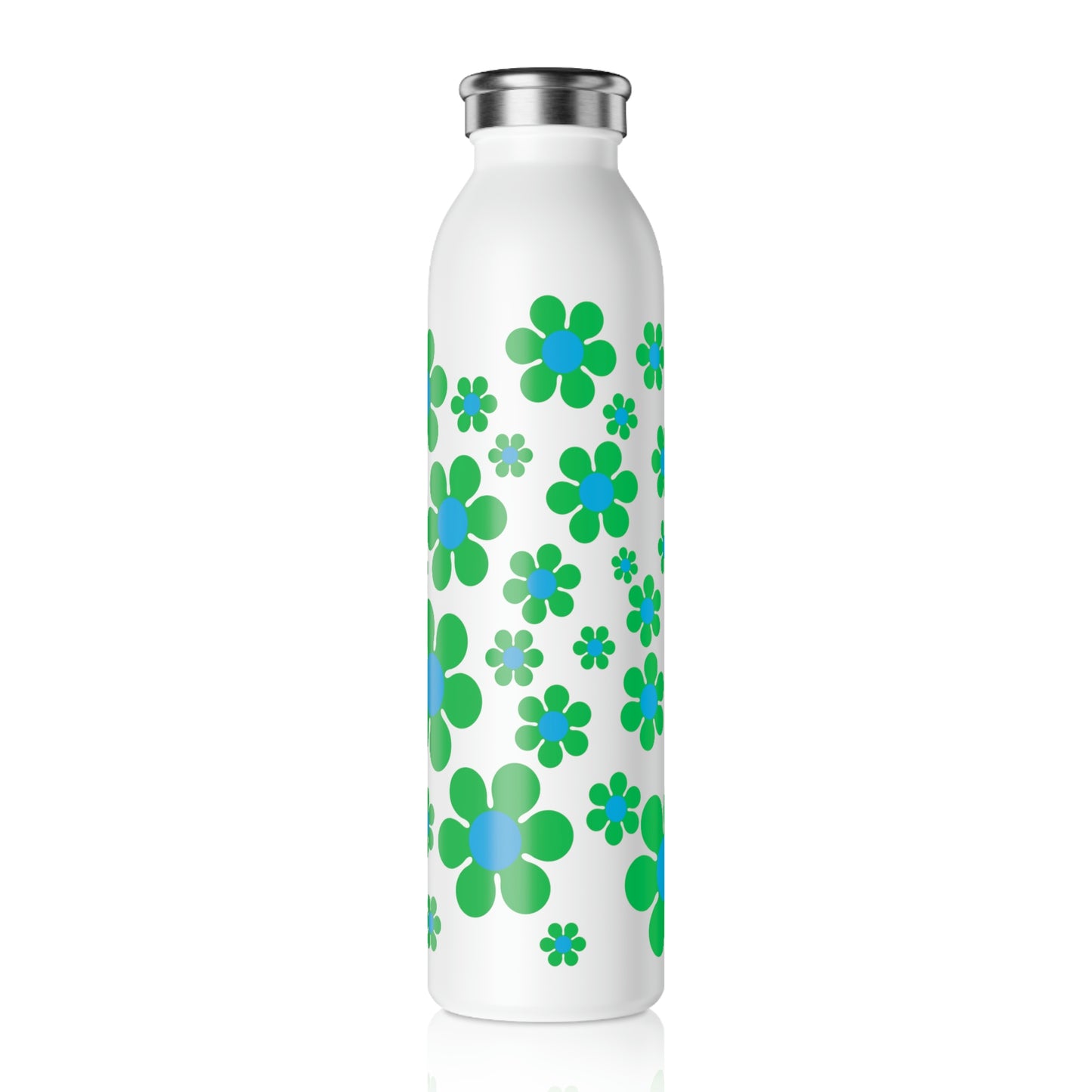 Slim Water Bottle Green Daisy